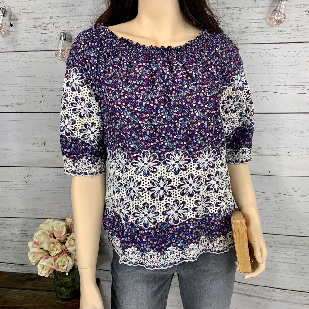 KUT FROM THE KLOTH Bobby Floral Off-Shoulder Top